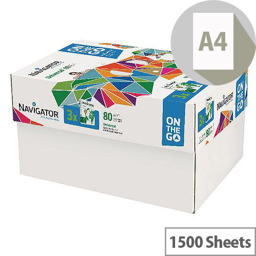 Navigator Universal On The Go 80gsm White Printer Paper 1500 Sheets NAVA4OTG Navigator Universal On The Go 80gsm White Printer Paper 1500 Sheets NAVA4OTG