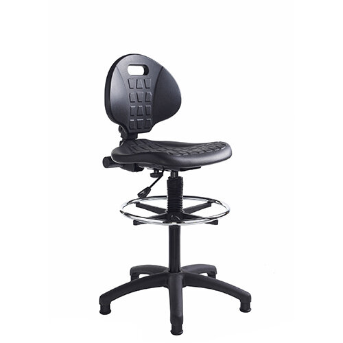 Prema polyurethane industrial operator chair with contoured back support - black Prema polyurethane industrial operator chair with contoured back support - black
