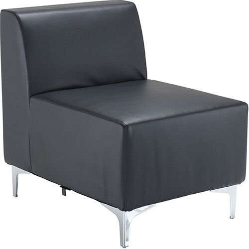 Quatro leather modular reception seating straight unit with back - black Quatro leather modular reception seating straight unit with back - black