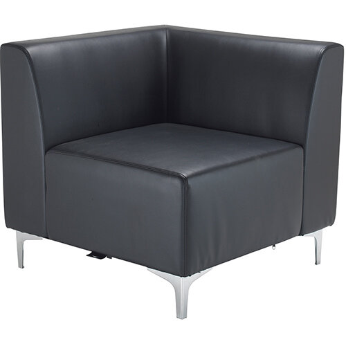 Quatro leather modular reception seating corner unit with backs - black Quatro leather modular reception seating corner unit with backs - black