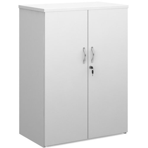 Universal Double Door Cupboard With 2 Shelves W800xD470xH1090mm White With Walnut Doors