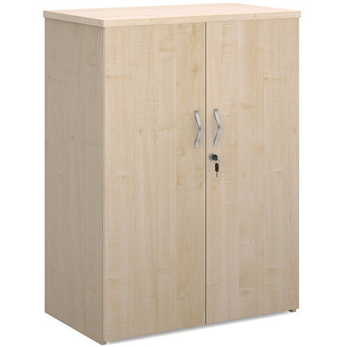 Universal double door cupboard 1090mm high with 2 shelves - maple