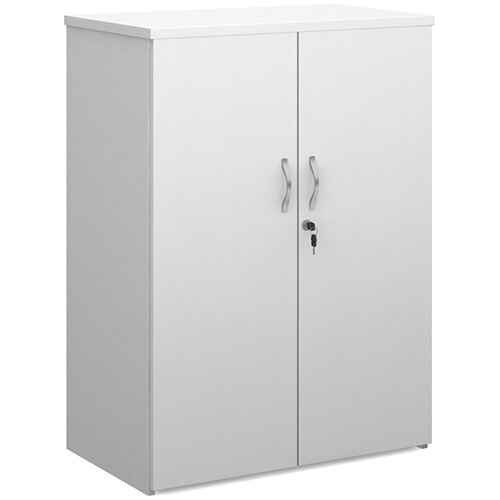 Universal double door cupboard 1090mm high with 2 shelves - white Universal double door cupboard 1090mm high with 2 shelves - white