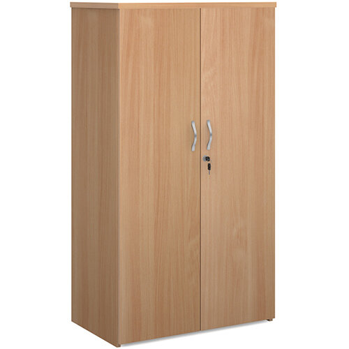 Universal double door cupboard 1440mm high with 3 shelves - beech Universal double door cupboard 1440mm high with 3 shelves - beech