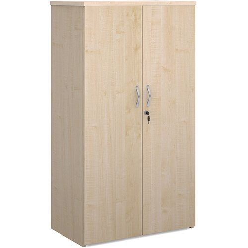 Universal double door cupboard 1440mm high with 3 shelves - maple