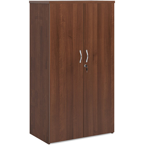 Universal double door cupboard 1440mm high with 3 shelves - walnut Universal double door cupboard 1440mm high with 3 shelves - walnut