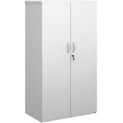 Universal double door cupboard 1440mm high with 3 shelves - white Universal double door cupboard 1440mm high with 3 shelves - white