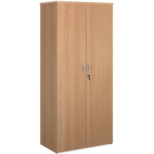 Universal double door cupboard 1790mm high with 4 shelves - beech Universal double door cupboard 1790mm high with 4 shelves - beech