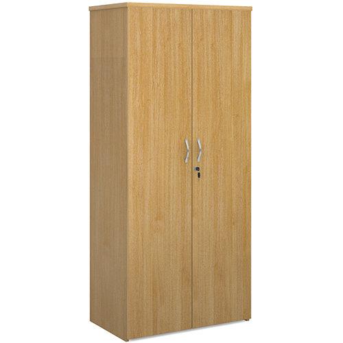 Universal double door cupboard 1790mm high with 4 shelves - oak Universal double door cupboard 1790mm high with 4 shelves - oak