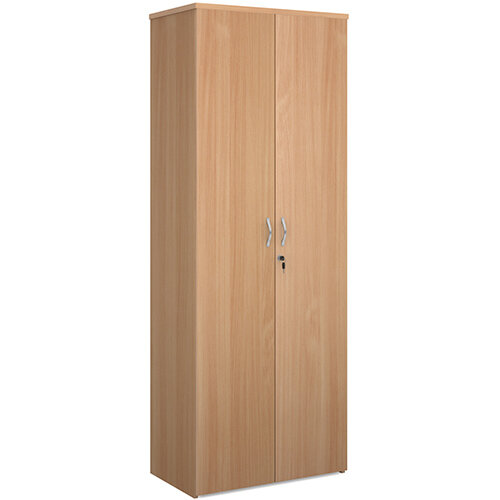 Universal double door cupboard 2140mm high with 5 shelves - beech Universal double door cupboard 2140mm high with 5 shelves - beech