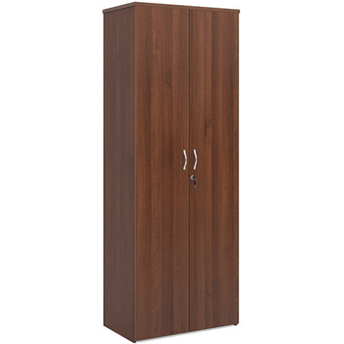 Universal double door cupboard 2140mm high with 5 shelves - walnut Universal double door cupboard 2140mm high with 5 shelves - walnut
