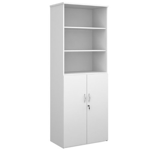 Duo Combination Unit With Open Top 2140Mm High With 5 Shelves - White Duo Combination Unit With Open Top 2140Mm High With 5 Shelves - White
