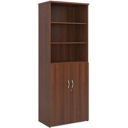 Universal combination unit with open top 2140mm high with 5 shelves - walnut Universal combination unit with open top 2140mm high with 5 shelves - walnut