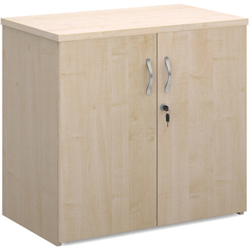 Universal double door cupboard 740mm high with 1 shelf - maple