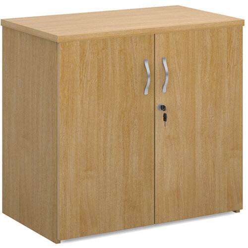 Universal double door cupboard 740mm high with 1 shelf - oak Universal double door cupboard 740mm high with 1 shelf - oak
