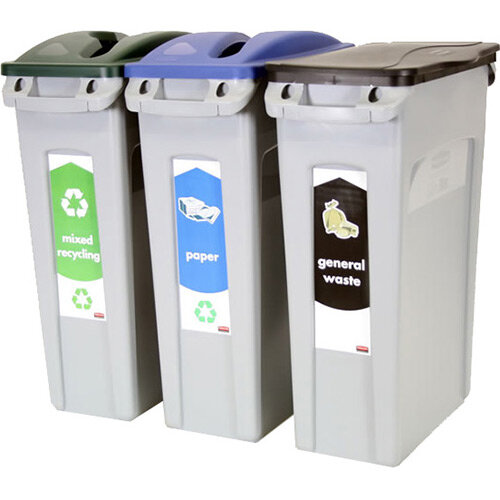 Rubbermaid Recycling Starter Pack Three Stream Slim Jim Starter Pack 87L Rubbermaid Recycling Starter Pack Three Stream Slim Jim Starter Pack 87L