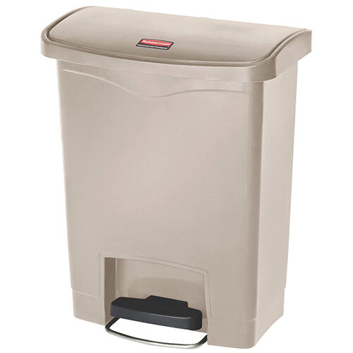 Rubbermaid Resin Slim Jim 30 Litre Front Step Step-On Pedal Bin Beige Rubbermaid Resin Slim Jim 30 Litre Front Step Step-On Pedal Bin Beige