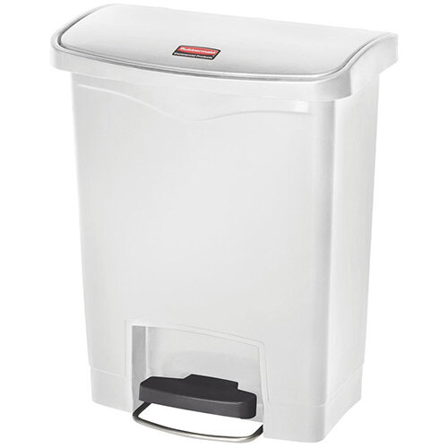 Rubbermaid Resin Slim Jim 30 Litre Front Step Step-On Pedal Bin White Rubbermaid Resin Slim Jim 30 Litre Front Step Step-On Pedal Bin White