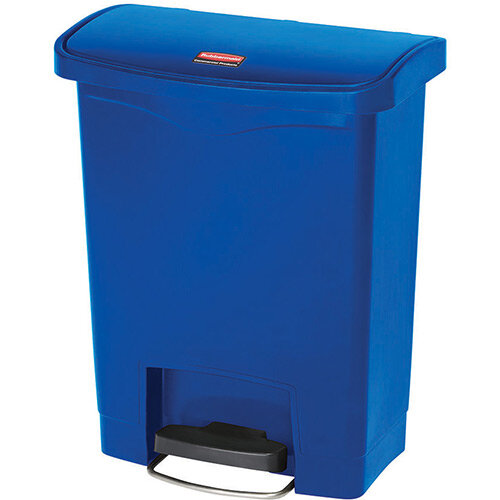 Rubbermaid Resin Slim Jim 30 Litre Front Step Step-On Pedal Bin Blue Rubbermaid Resin Slim Jim 30 Litre Front Step Step-On Pedal Bin Blue