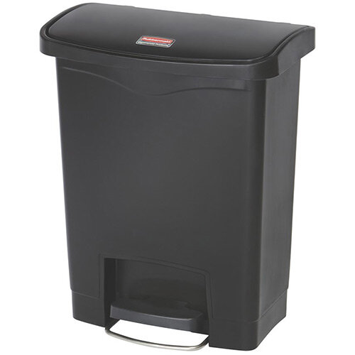 Rubbermaid Resin Slim Jim 30 Litre Front Step Step-On Pedal Bin Black Rubbermaid Resin Slim Jim 30 Litre Front Step Step-On Pedal Bin Black