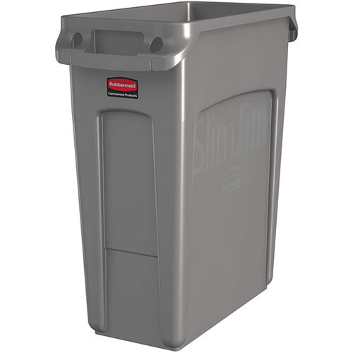 Rubbermaid 60L Slim Jim Plastic Rubbish Bin With Venting Channels Waste Receptacle Beige