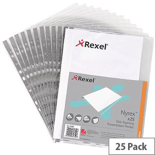 Rexel Nyrex Side Presentation Pockets A4 90 Micron Pack of 25