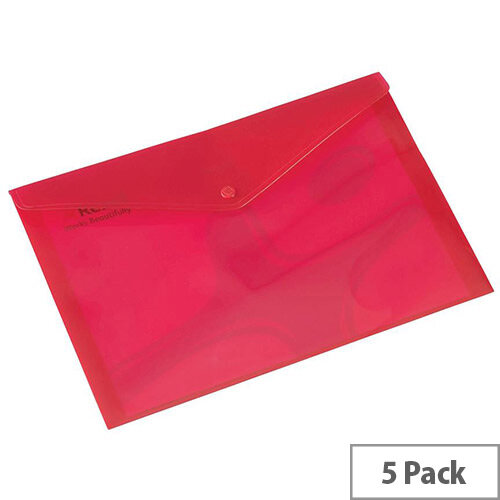 Rexel Popper Wallet Polypropylene A4 Translucent Red Ref 16129RD Pack of 5