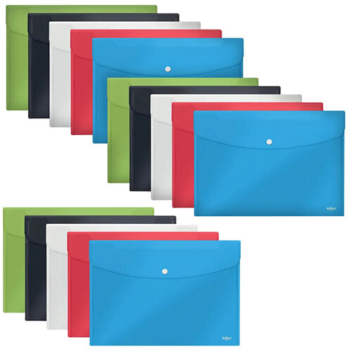 Rexel Choices Popper Wallet Foolscap Assorted Pack of 5 3 For The Price of 2 RX810221 Rexel Choices Popper Wallet Foolscap Assorted Pack of 5 3 For The Price of 2 RX810221
