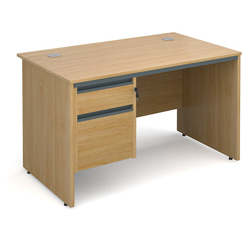 Maestro panel end straight desk with 2 drawer pedestal 1228mm - oak Maestro panel end straight desk with 2 drawer pedestal 1228mm - oak
