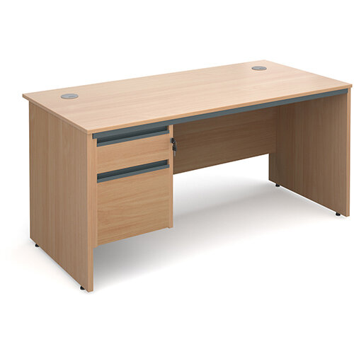 Maestro panel end straight desk with 2 drawer pedestal 1532mm - beech Maestro panel end straight desk with 2 drawer pedestal 1532mm - beech