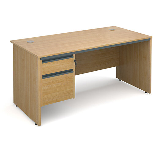 Maestro panel end straight desk with 2 drawer pedestal 1532mm - oak Maestro panel end straight desk with 2 drawer pedestal 1532mm - oak