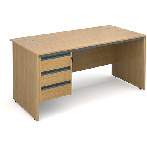 Maestro panel end straight desk with 3 drawer pedestal 1532mm - oak Maestro panel end straight desk with 3 drawer pedestal 1532mm - oak