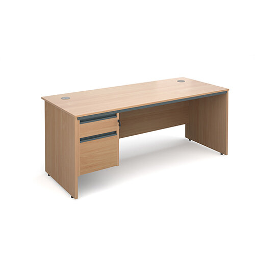 Maestro panel end straight desk with 2 drawer pedestal 1786mm - beech Maestro panel end straight desk with 2 drawer pedestal 1786mm - beech