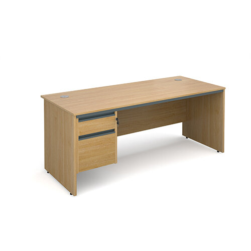 Maestro panel end straight desk with 2 drawer pedestal 1786mm - oak Maestro panel end straight desk with 2 drawer pedestal 1786mm - oak