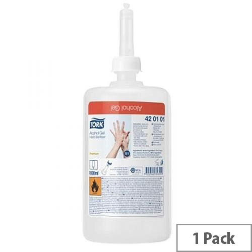 Tork S1 Alcohol Hand Gel Hand Sanitiser Refill 1 Litre Cartridge Refills (Pack of 1) 420101