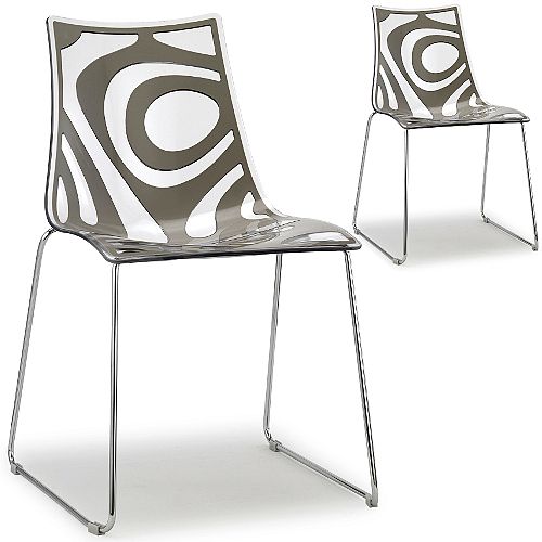 Wave Chrome Sled Base Canteen &Breakout Chair Translucent &Anthracite Set of 2 Wave Chrome Sled Base Canteen &Breakout Chair Translucent &Anthracite Set of 2