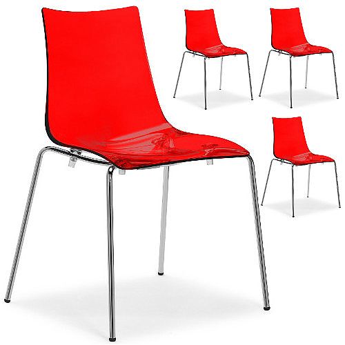 Zebra Antishock Chrome Leg Canteen &Breakout Stacking Chair Translucent Red Set of 4 Zebra Antishock Chrome Leg Canteen &Breakout Stacking Chair Translucent Red Set of 4