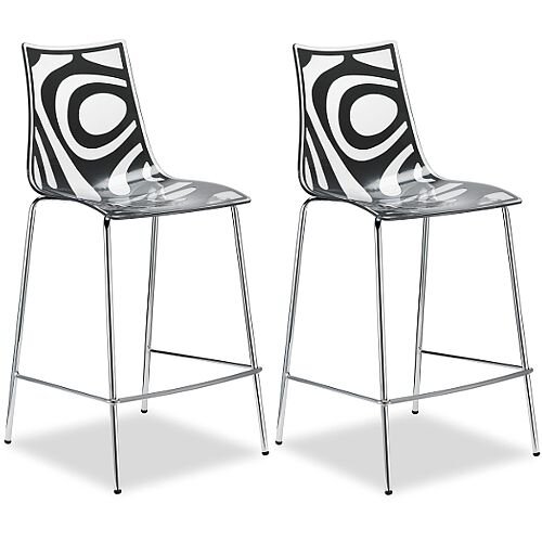 Wave Bar Stool With H650mm Chrome Base Translucent &Anthracite Set of 2 Wave Bar Stool With H650mm Chrome Base Translucent &Anthracite Set of 2