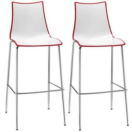 Zebra Bicolore Bar Stool With H800mm Chrome Base White/Red Set of 2 Zebra Bicolore Bar Stool With H800mm Chrome Base White/Red Set of 2