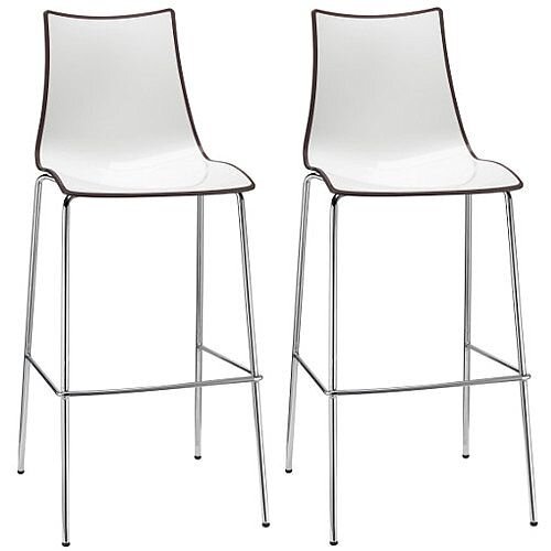 Zebra Bicolore Bar Stool With H800mm Chrome Base White/Anthracite Set of 2 Zebra Bicolore Bar Stool With H800mm Chrome Base White/Anthracite Set of 2
