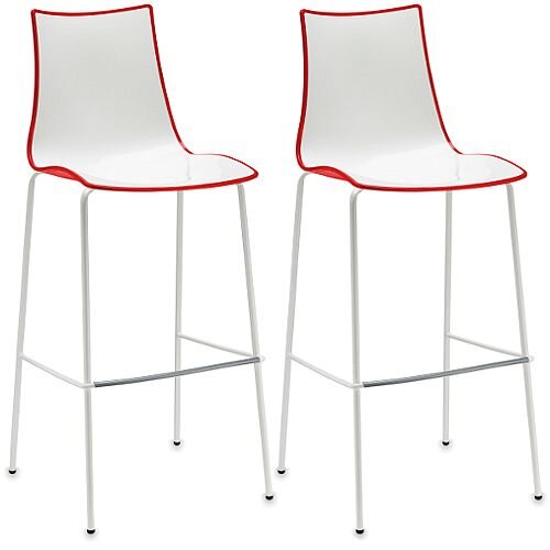 Zebra Bicolore Bar Stool With H800mm White Coated Base White/Red Set of 2 Zebra Bicolore Bar Stool With H800mm White Coated Base White/Red Set of 2