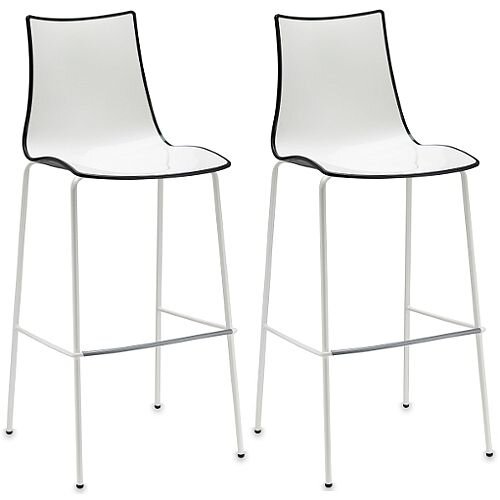 Zebra Bicolore Bar Stool With H800mm White Coated Base White/Anthracite Set of 2 Zebra Bicolore Bar Stool With H800mm White Coated Base White/Anthracite Set of 2