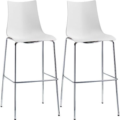 Zebra Technopolymer Bar Stool with H800mm Chrome Base Set of 2 Linen White Zebra Technopolymer Bar Stool with H800mm Chrome Base Set of 2 Linen White