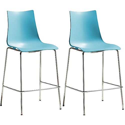 Zebra Technopolymer Bar Stool with H650mm Chrome Base Set of 2 Light Blue Zebra Technopolymer Bar Stool with H650mm Chrome Base Set of 2 Light Blue