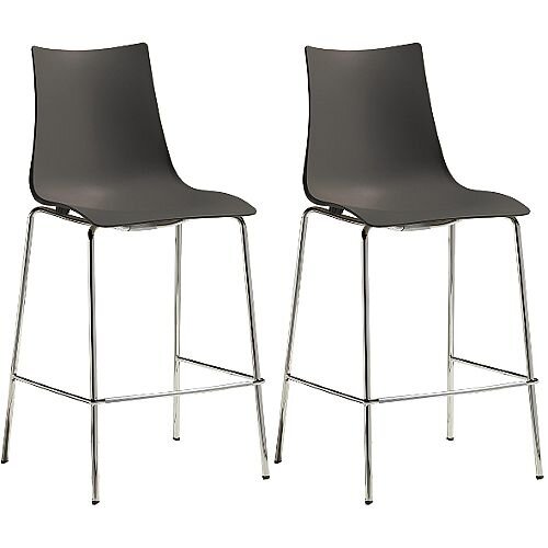 Zebra Technopolymer Bar Stool with H650mm Chrome Base Set of 2 Anthracite Zebra Technopolymer Bar Stool with H650mm Chrome Base Set of 2 Anthracite