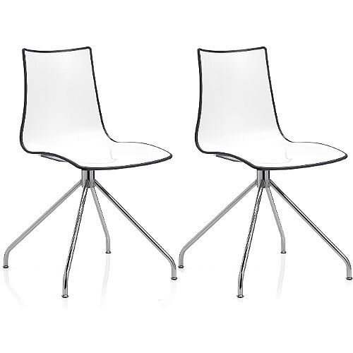 Zebra Bicolore High Gloss Canteen Chair With Chrome Trestle Base White/Anthracite Set Of 2 Zebra Bicolore High Gloss Canteen Chair With Chrome Trestle Base White/Anthracite Set Of 2