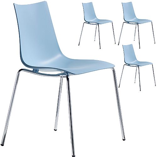 Zebra Technopolymer Chrome Leg Canteen &Breakout Stacking Chair Light Blue Set of 4 Zebra Technopolymer Chrome Leg Canteen &Breakout Stacking Chair Light Blue Set of 4