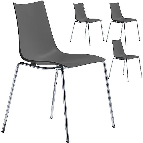 Zebra Technopolymer Chrome Leg Canteen &Breakout Stacking Chair Anthracite Set of 4 Zebra Technopolymer Chrome Leg Canteen &Breakout Stacking Chair Anthracite Set of 4