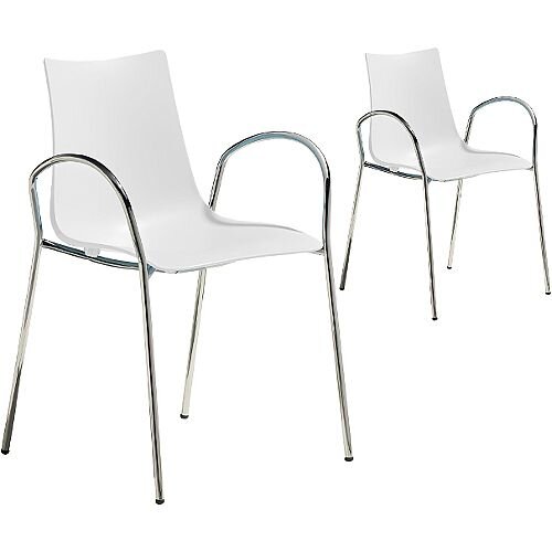 Zebra Technopolymer Canteen &Breakout Chrome Leg Chair with Arms Set of 2 Linen White Zebra Technopolymer Canteen &Breakout Chrome Leg Chair with Arms Set of 2 Linen White