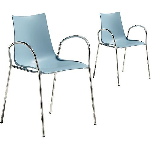 Zebra Technopolymer Canteen &Breakout Chrome Leg Chair with Arms Set of 2 Light Blue Zebra Technopolymer Canteen &Breakout Chrome Leg Chair with Arms Set of 2 Light Blue